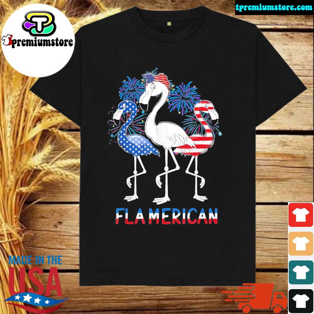 4th of july us flag patriotic flamingo flAmerica shirt