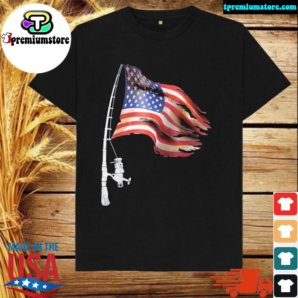 Fishing American flag fisherman patriotic shirt