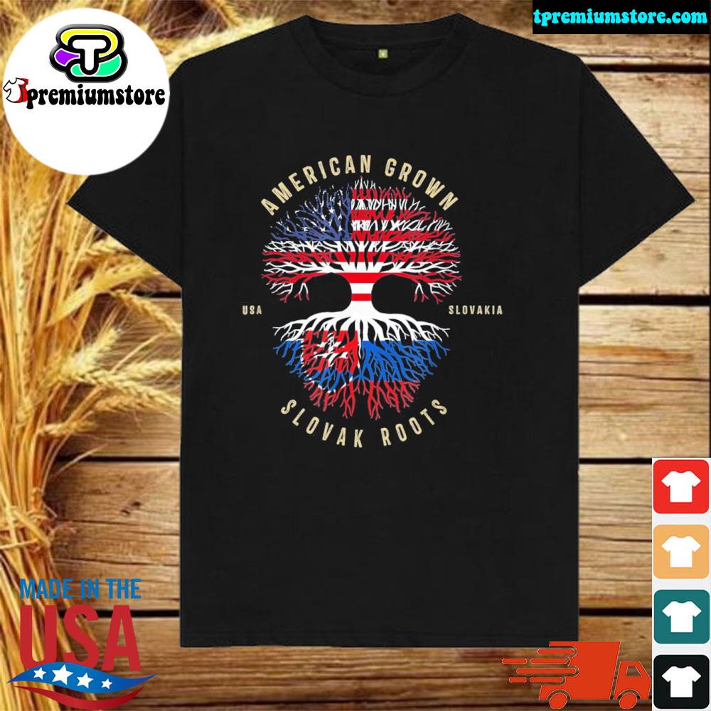 Official american grown slovak roots vintage usa and Slovakia flags shirt