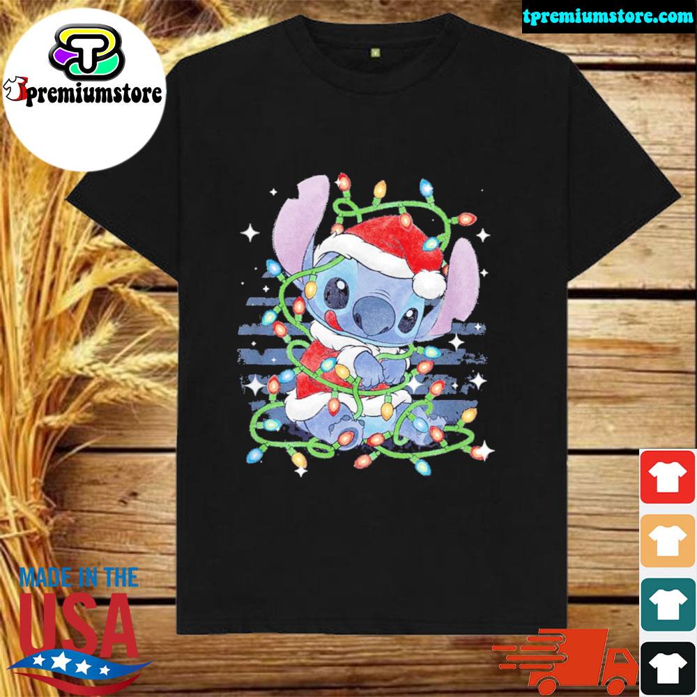 Official disney Christmas Christmas lilo stitch Christmas lights portrait shirt