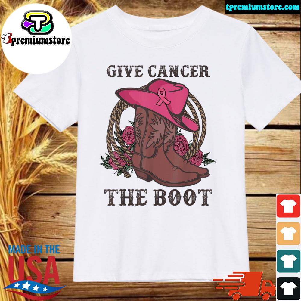 Official give cancer the boot breast cancer awareness western cowboy shirt