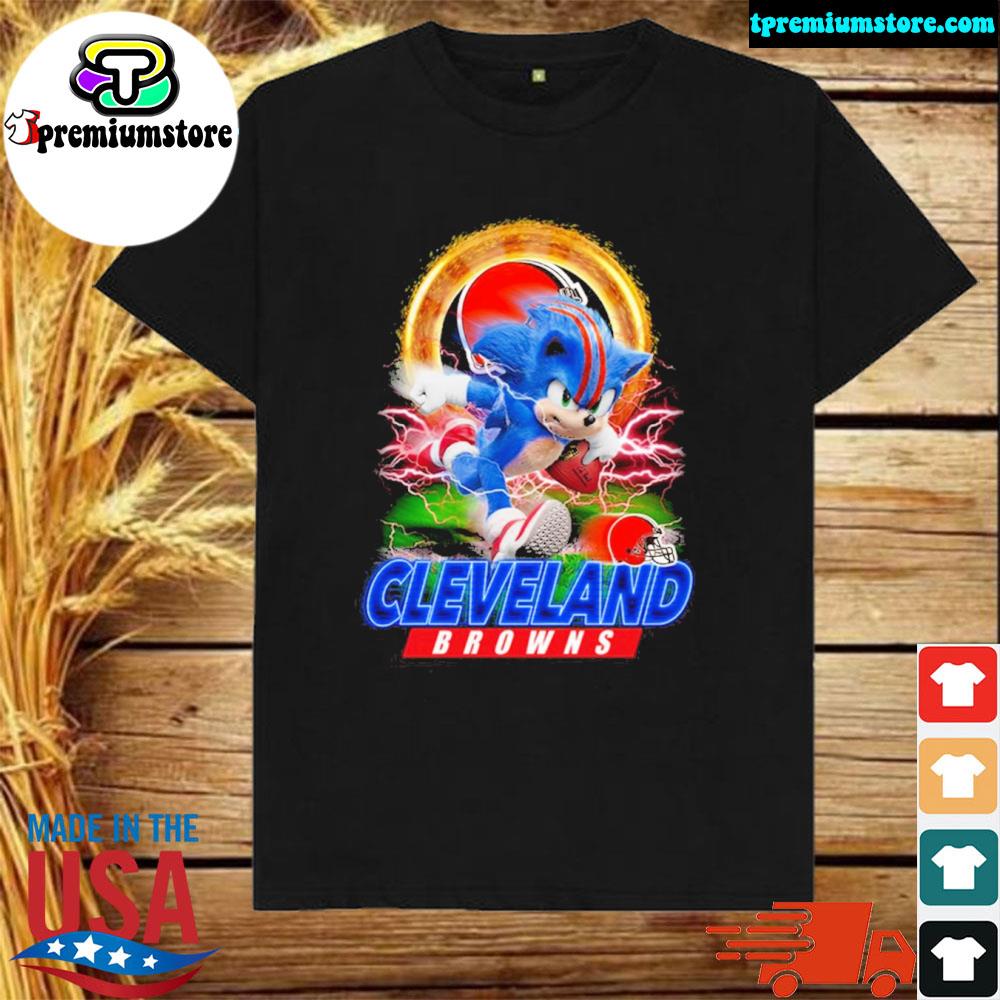 Official ultra sonic the hedgehog playing rugby Football Cleveland browns shirt