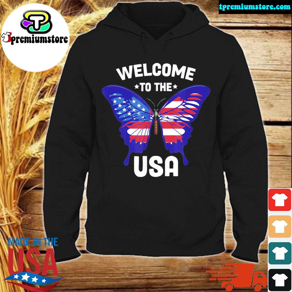 Official welcome to the usa patriotic butterfly new American citizen s hodie-black