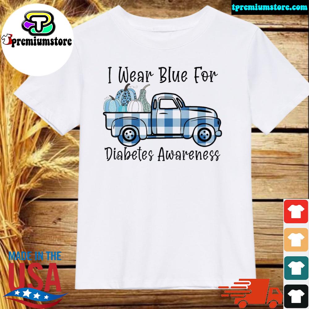 Official blue pumpkin I wear blue for diabetes awareness plaid truck shirt