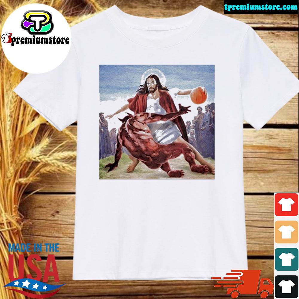 Official not Today Satan Jesus Crossover Basketball T-Shirt