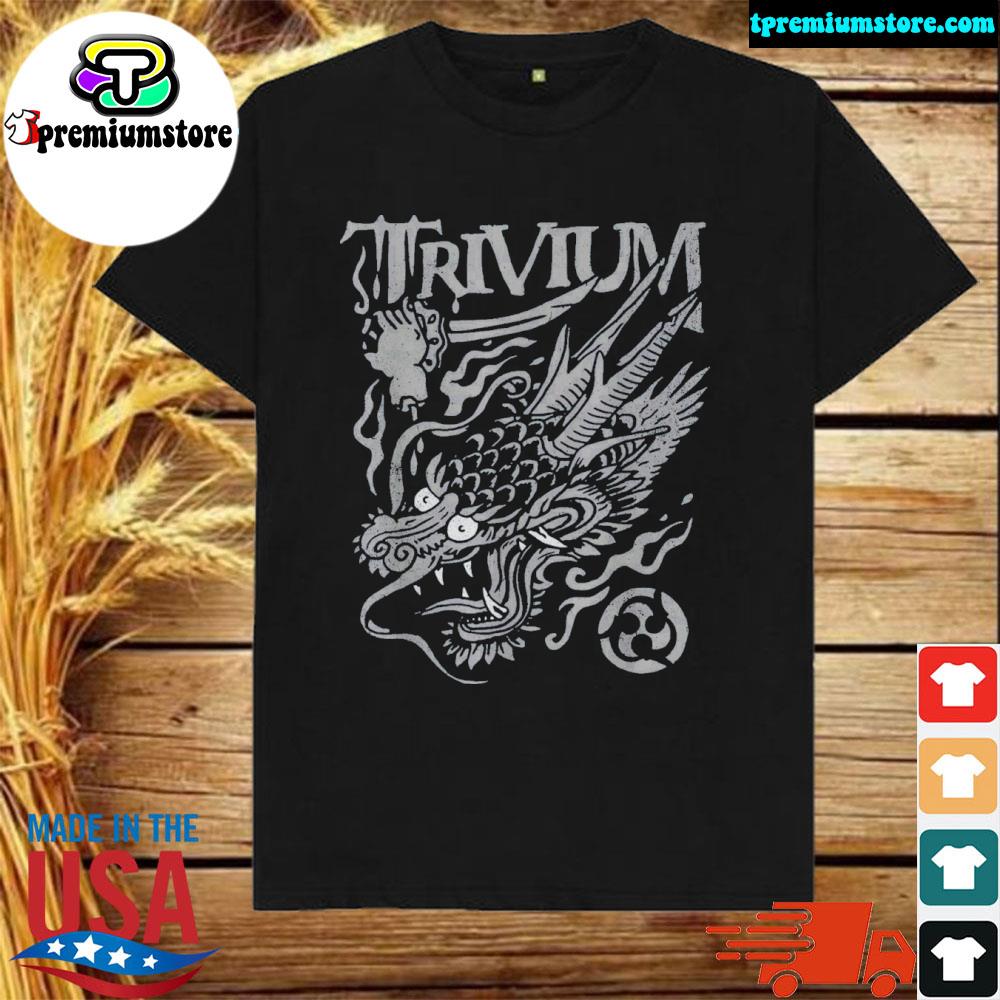Official trivium Screaming Dragon Black and White T-Shirt