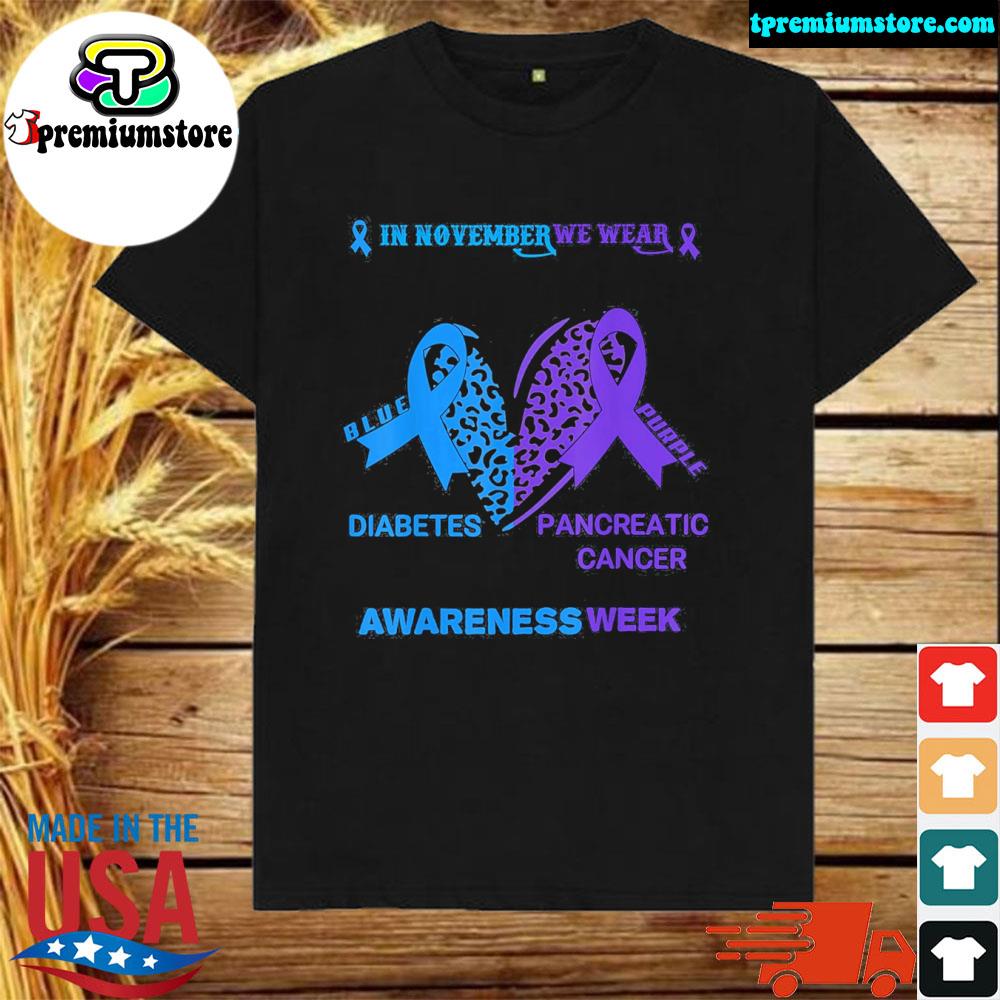 Official we wear blue purple for cancer and diabetes awareness week shirt