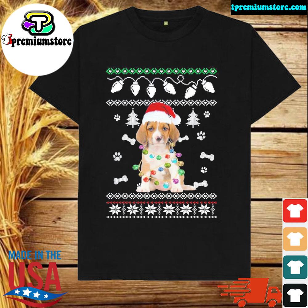 Official beagle Dog Christmas Light Santa Hat Dog Christmas T-Shirt