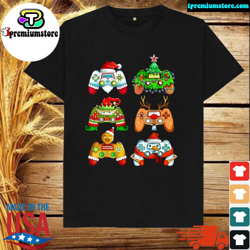 Official boys Christmas Shirt Santa Elf Gaming Controllers Gamer Xmas T Shirt