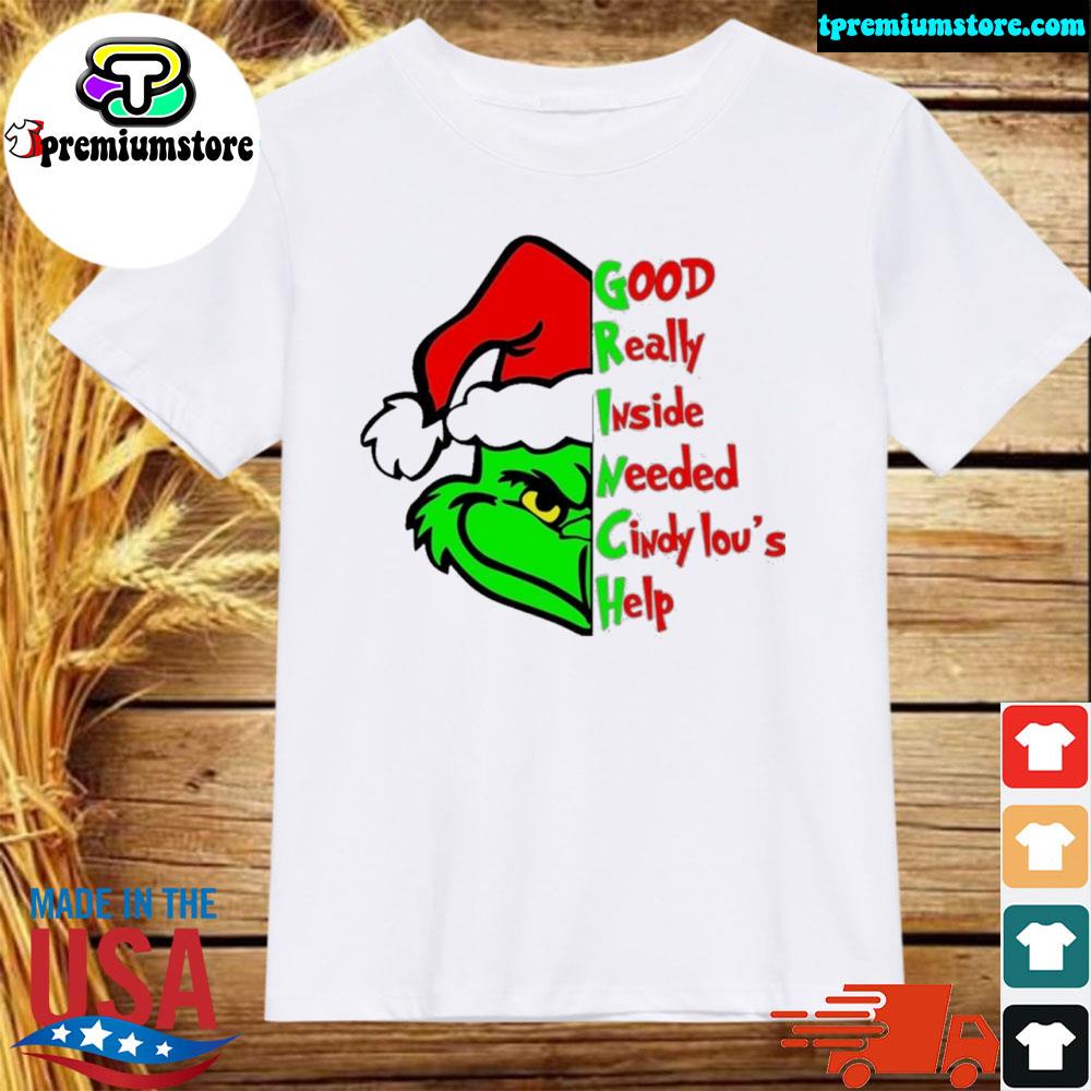Official grinch good rally inside neeđe cindy lou's help merry xmas layered grinch face Sweatshirt