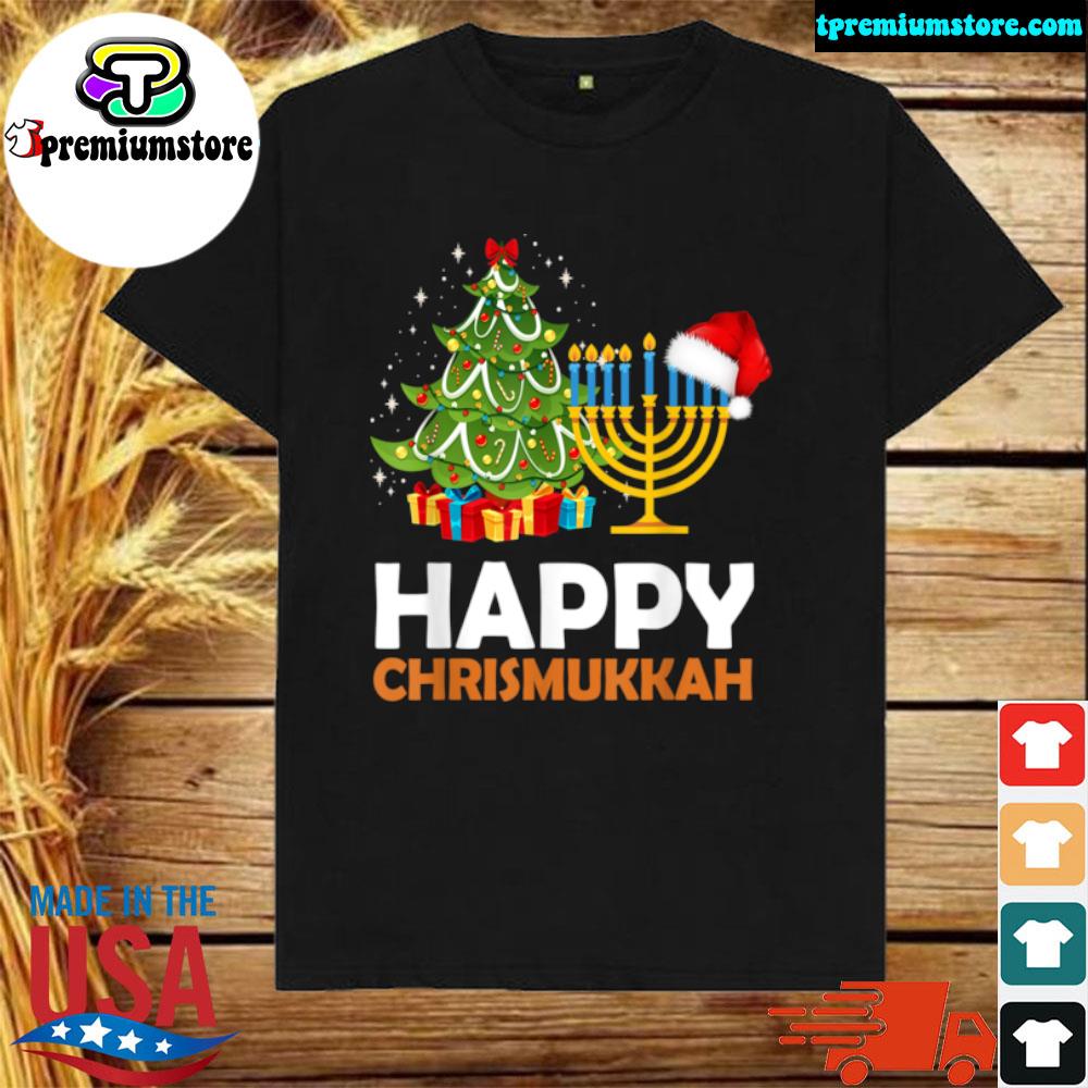 Official happy Chrismukkah Menorah With Santa Hat Christmas Hannukah T Shirt