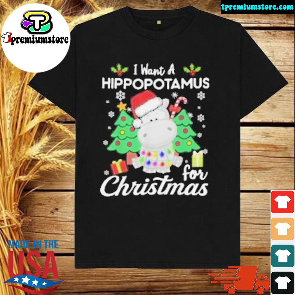 Official i want a hippopotamus for funny Ugly Christmas sweatshirt