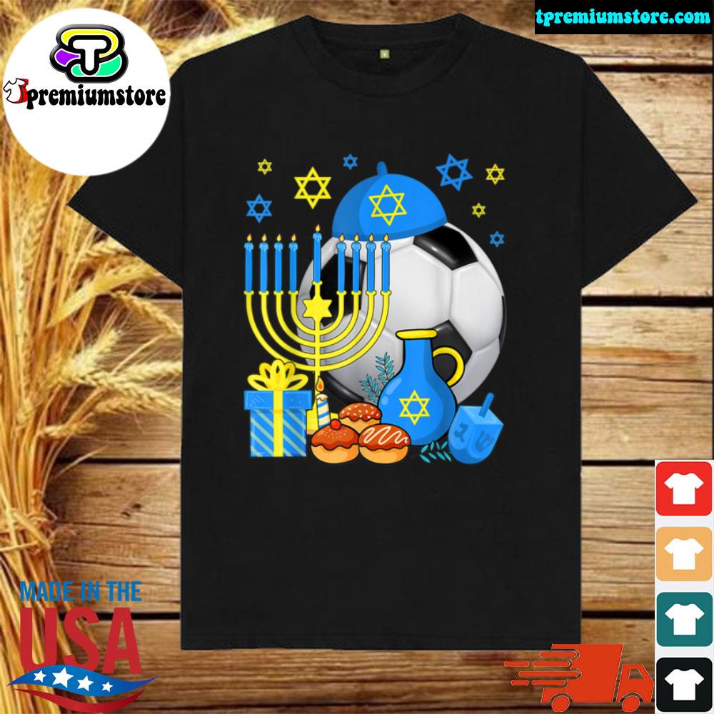 Official jewish Soccer Ball Menorah Happy Hanukkah Chanukah Kid T Shirt