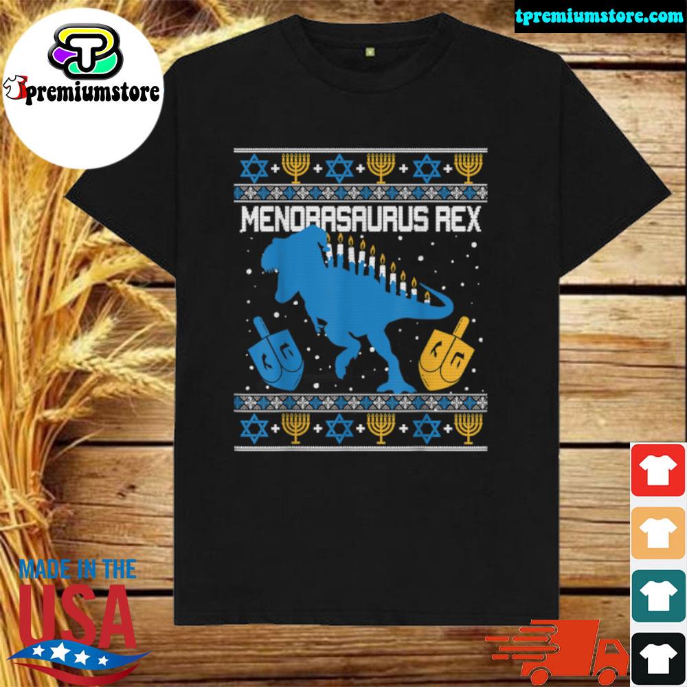 Official menorasaurus Rex Funny T Rex Dinosaur Hanukkah Gifts for Boy T Shirt