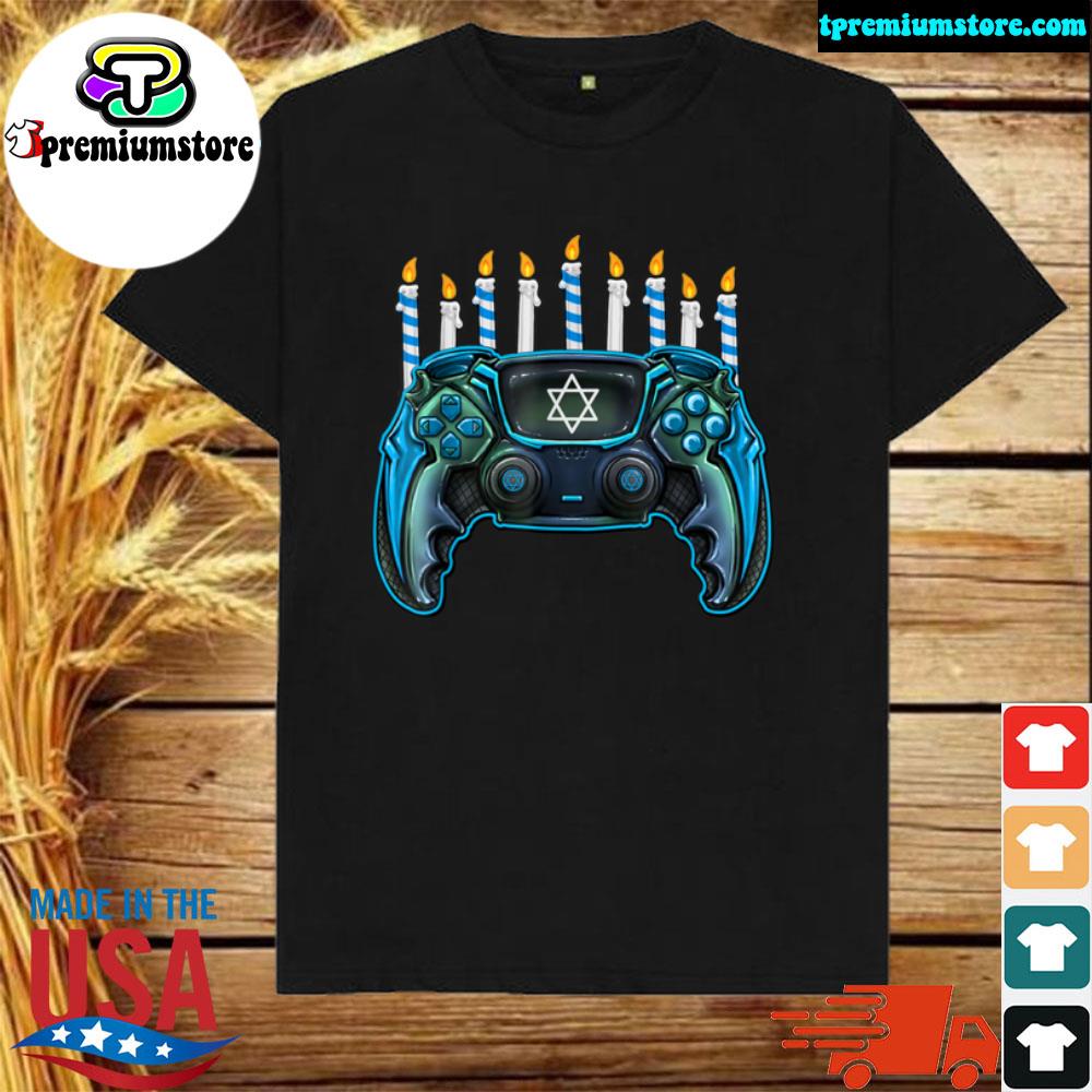 Official video Game Controller Hanukkah Menorah Candles Boys Kids Men T Shirt