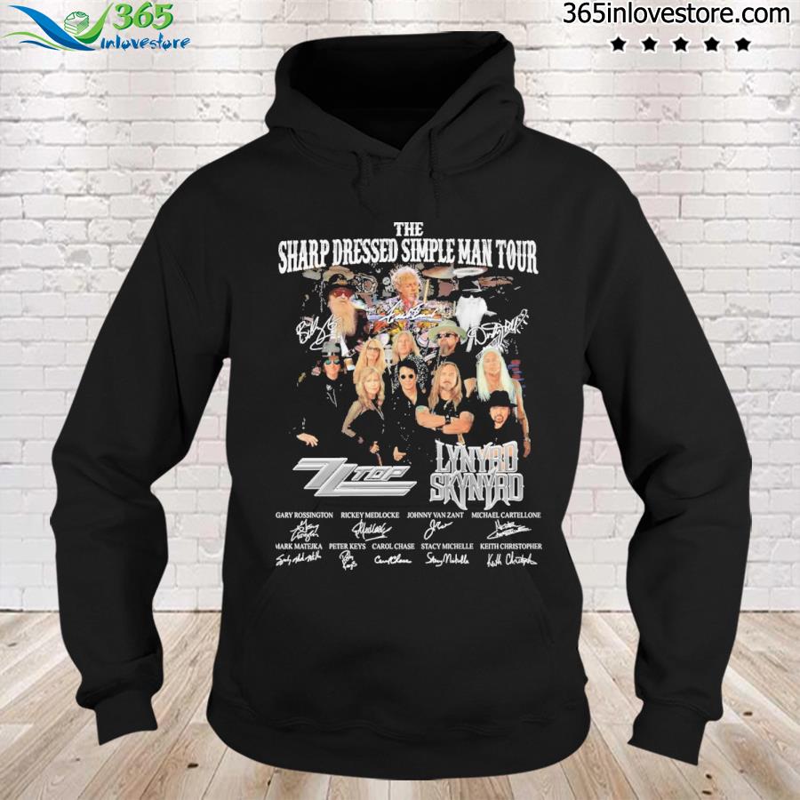 The sharp dressed simple man tour zz top lynyrd skynyrd signatures s hoodie